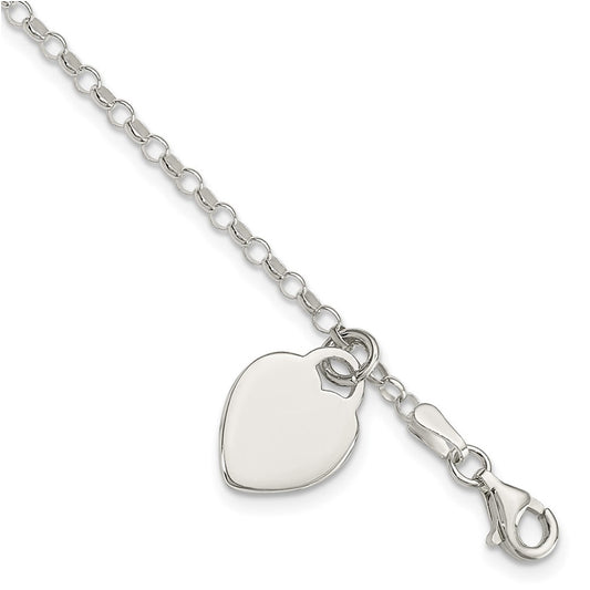 Children's Heart Bracelet in Sterling Silver close-up detail