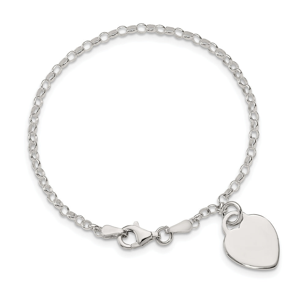 Children's Heart Bracelet in Sterling Silver front view