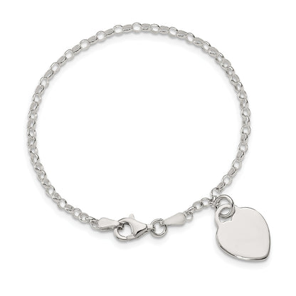 Children's Heart Bracelet in Sterling Silver front view