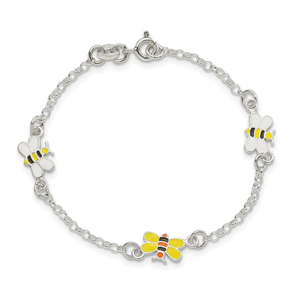 Children's Enamel Bee Bracelet in Sterling Silver
