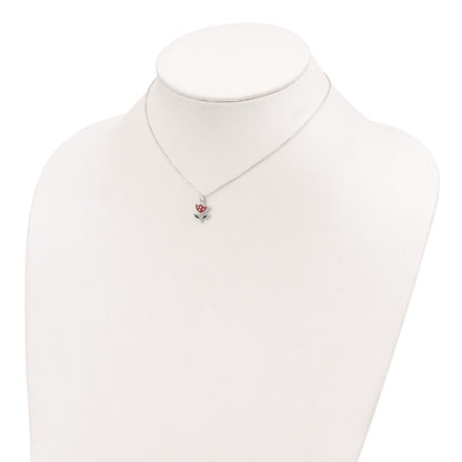 Children's Enamel Flower Pendant in Sterling Silver close-up detail