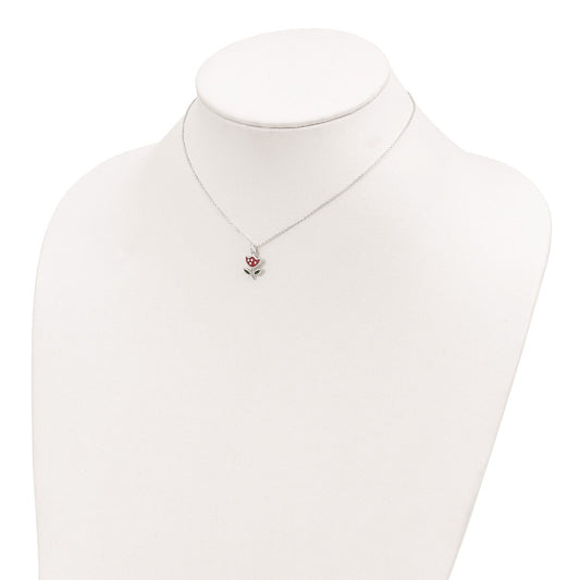 Children's Enamel Flower Pendant in Sterling Silver close-up detail