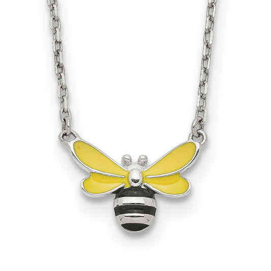 Children's Enamel Bumble Bee Necklace in Sterling Silver