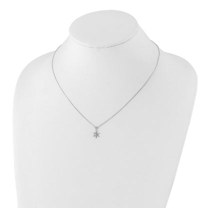 Children's CZ Snowflake Pendant in Rhodium Plated Sterling Silver close-up detail