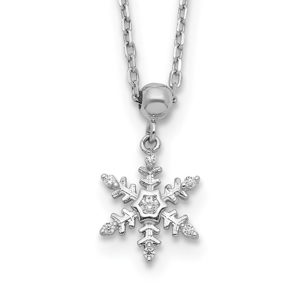 Children's CZ Snowflake Pendant in Rhodium Plated Sterling Silver