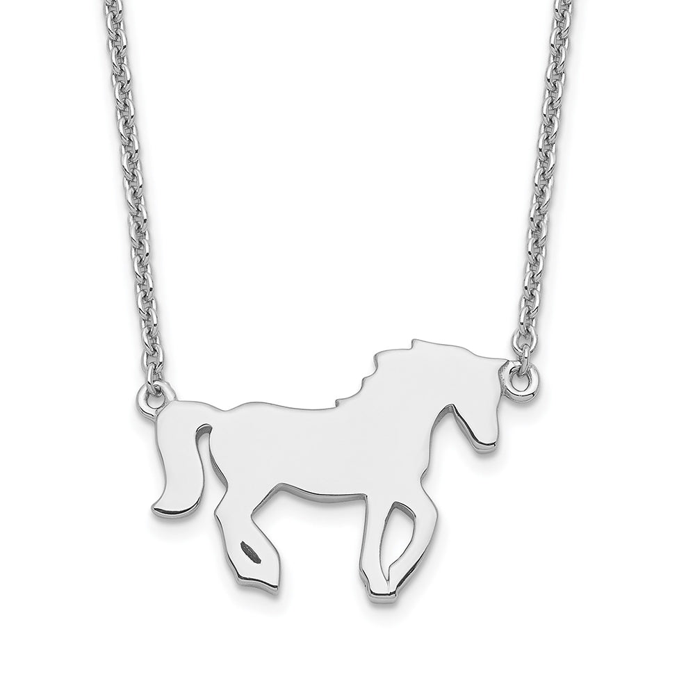 Children's Polished Horse Necklace in Rhodium Plated Sterling Silver