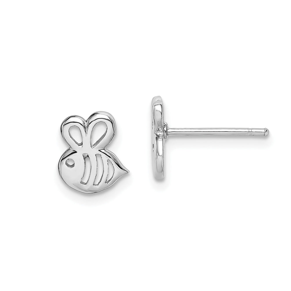 Children's Polished Bumble Bee Earrings in Sterling Silver