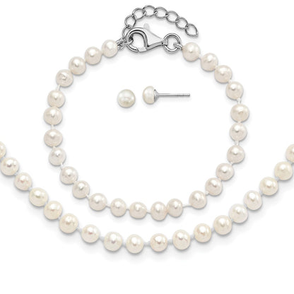 Children's Cultured Freshwater Pearl Necklace, Bracelet & Earring Set in Sterling Silver