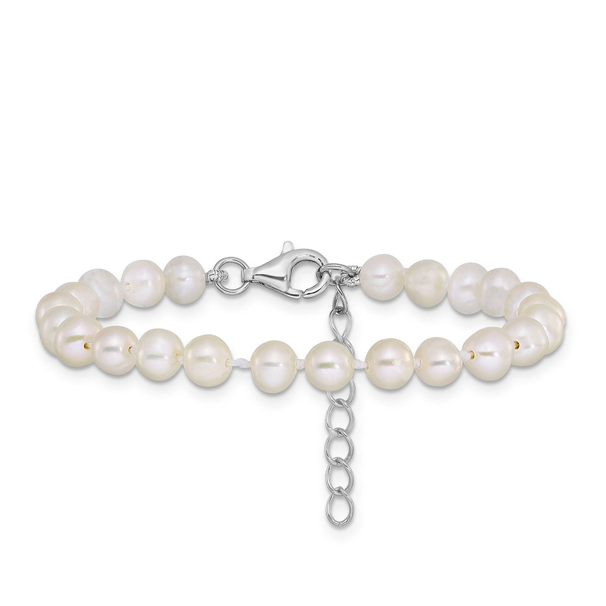 Children's Cultured Freshwater Pearl Necklace, Bracelet & Earring Set in Sterling Silver front view