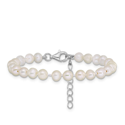 Children's Cultured Freshwater Pearl Necklace, Bracelet & Earring Set in Sterling Silver front view