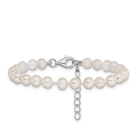 Children's Cultured Freshwater Pearl Necklace, Bracelet & Earring Set in Sterling Silver front view