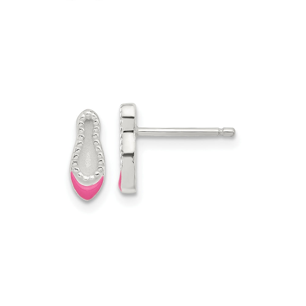 Children's Pink & Purple Enamel Ballerina Pendant & Earring Set in Sterling Silver front view