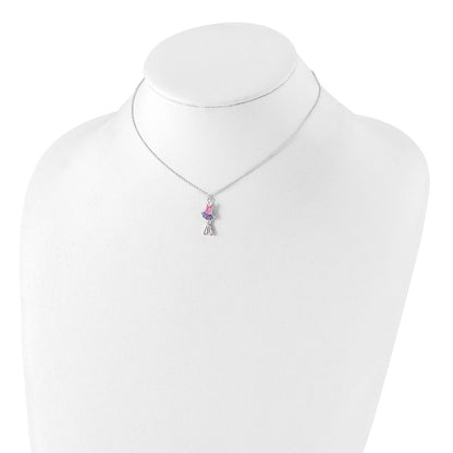 Children's Pink & Purple Enamel Ballerina Pendant & Earring Set in Sterling Silver full view