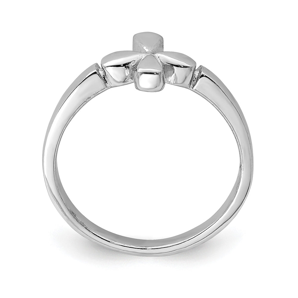 Children's Polished Cross Ring in Rhodium Plated Sterling Silver front view