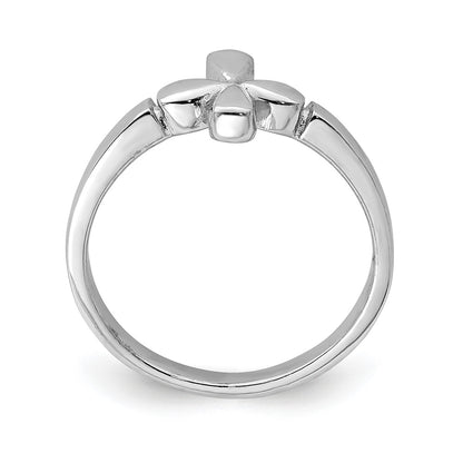 Children's Polished Cross Ring in Rhodium Plated Sterling Silver front view