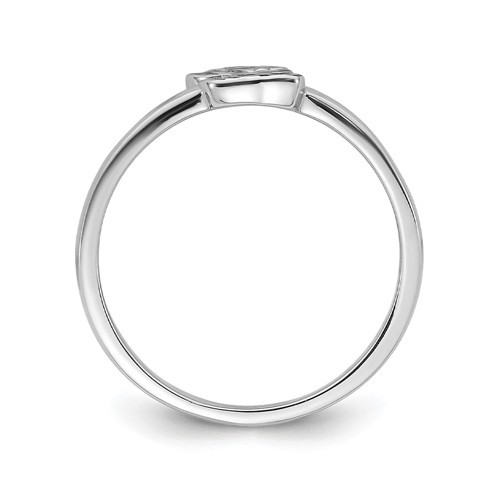 Children's Enamel Dog Ring in Rhodium Plated Sterling Silver front view