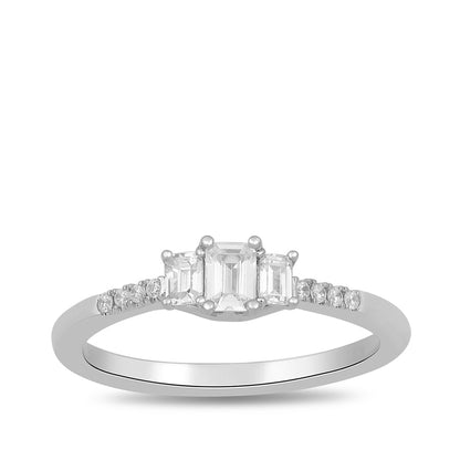 Adamante 1/2 ct. tw. Lab-Grown Emerald Cut Diamond Trio Engagement Ring in 14K White Gold