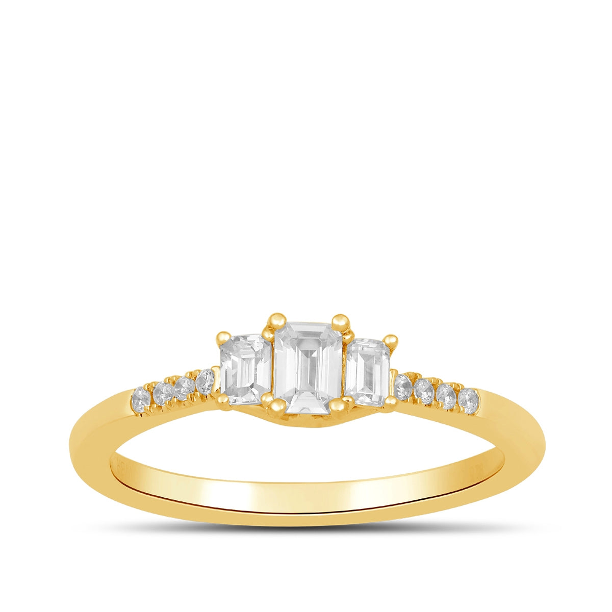 Adamante 1/2 ct. tw. Lab-Grown Emerald Cut Diamond Trio Engagement Ring in 14K Yellow Gold
