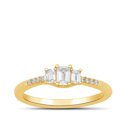 Adamante 1/2 ct. tw. Lab-Grown Emerald Cut Diamond Trio Engagement Ring in 14K Yellow Gold