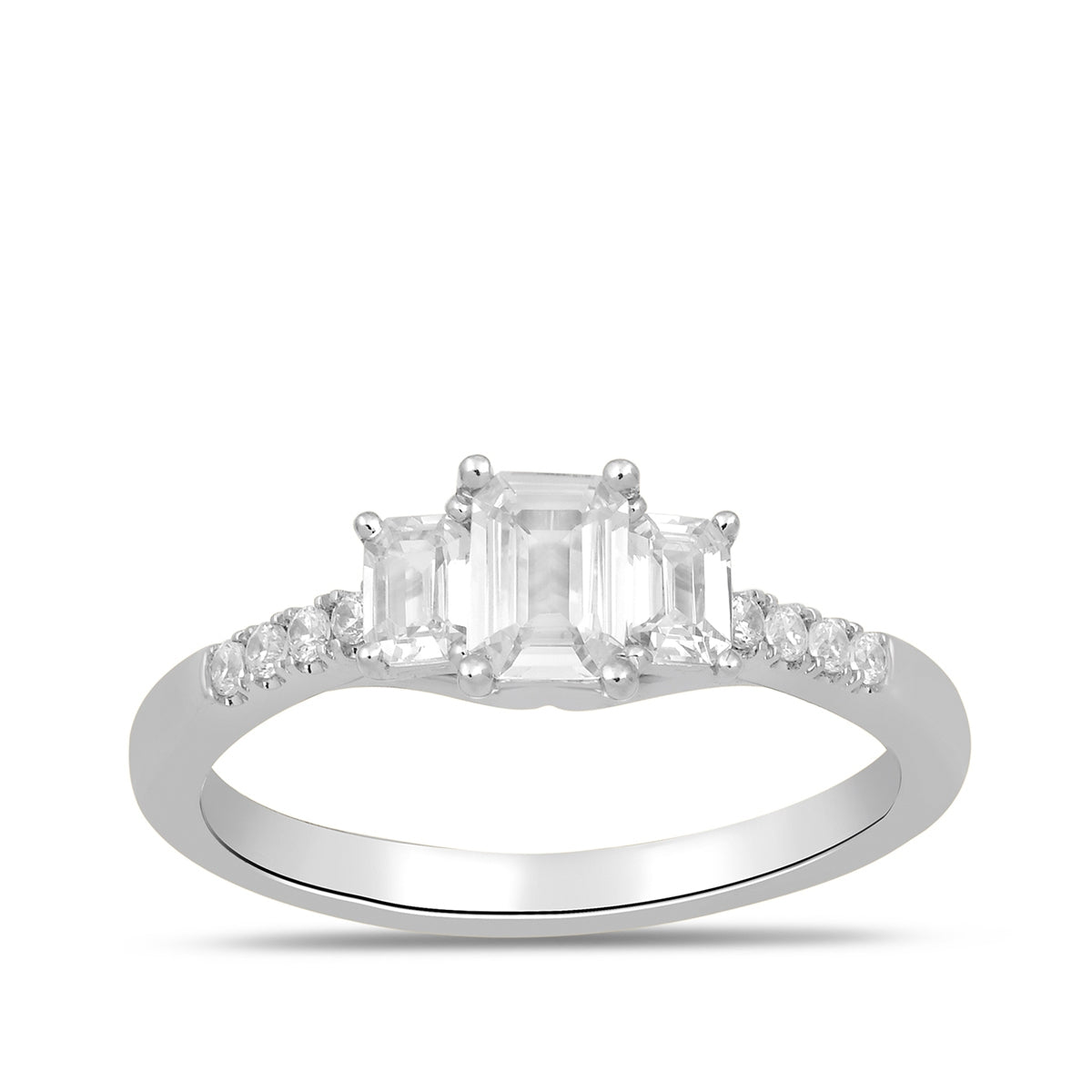 Adamante 1 ct. tw. Lab-Grown Emerald Cut Diamond Trio Engagement Ring in 14K White Gold