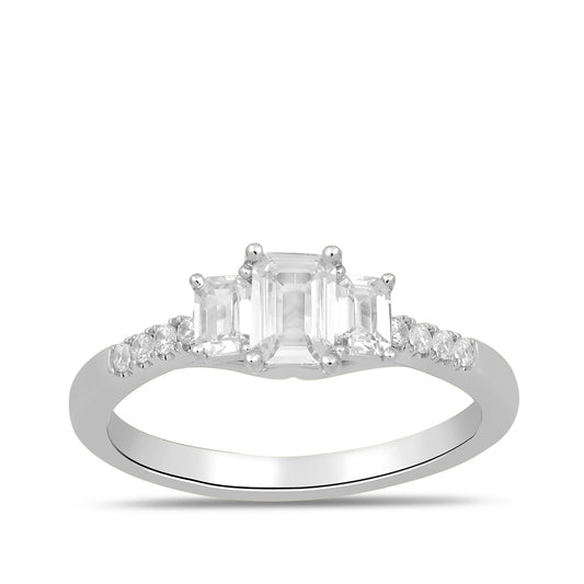 Adamante 1 ct. tw. Lab-Grown Emerald Cut Diamond Trio Engagement Ring in 14K White Gold