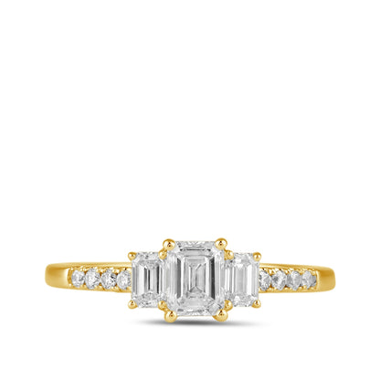 Adamante 1 ct. tw. Lab-Grown Emerald Cut Diamond Trio Engagement Ring in 14K Yellow Gold VIQSRB 810233ALGDY close-up detail