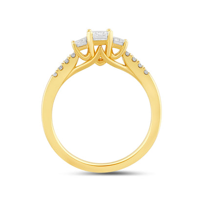 Adamante 1 ct. tw. Lab-Grown Emerald Cut Diamond Trio Engagement Ring in 14K Yellow Gold VIQSRB 810233ALGDY side profile