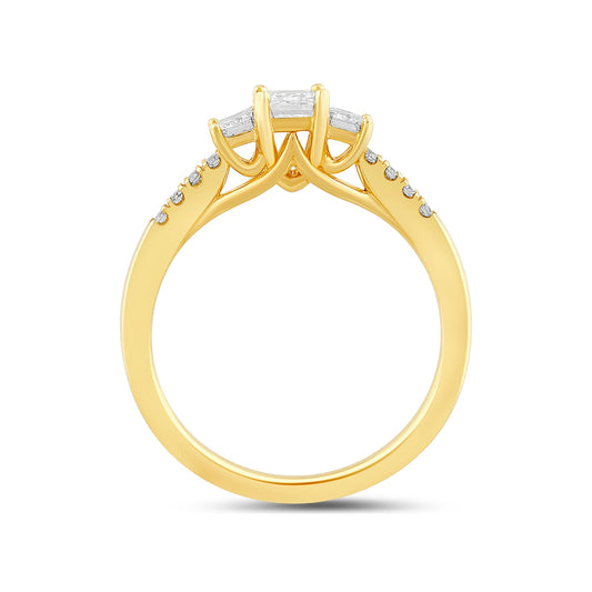 Adamante 1 ct. tw. Lab-Grown Emerald Cut Diamond Trio Engagement Ring in 14K Yellow Gold VIQSRB 810233ALGDY side profile