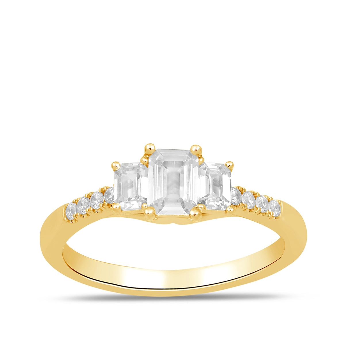 Adamante 1 ct. tw. Lab-Grown Emerald Cut Diamond Trio Engagement Ring in 14K Yellow Gold VIQSRB 810233ALGDY