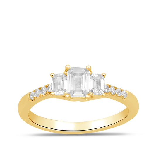 Adamante 1 ct. tw. Lab-Grown Emerald Cut Diamond Trio Engagement Ring in 14K Yellow Gold VIQSRB 810233ALGDY
