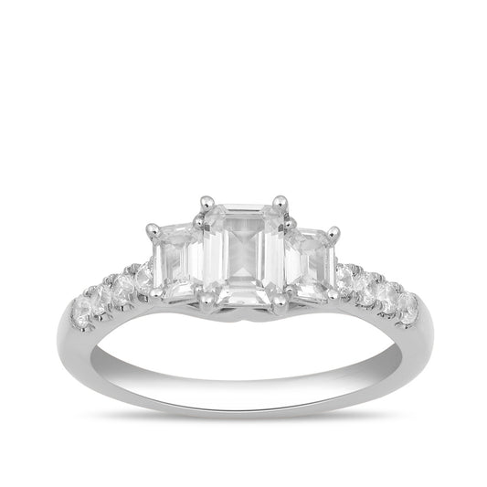 Adamante 1-1/2 ct. tw. Lab-Grown Emerald Cut Diamond Trio Engagement Ring in 14K White Gold