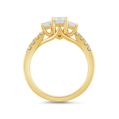 Adamante 1-1/2 ct. tw. Lab-Grown Emerald Cut Diamond Trio Engagement Ring in 14K Yellow Gold side profile