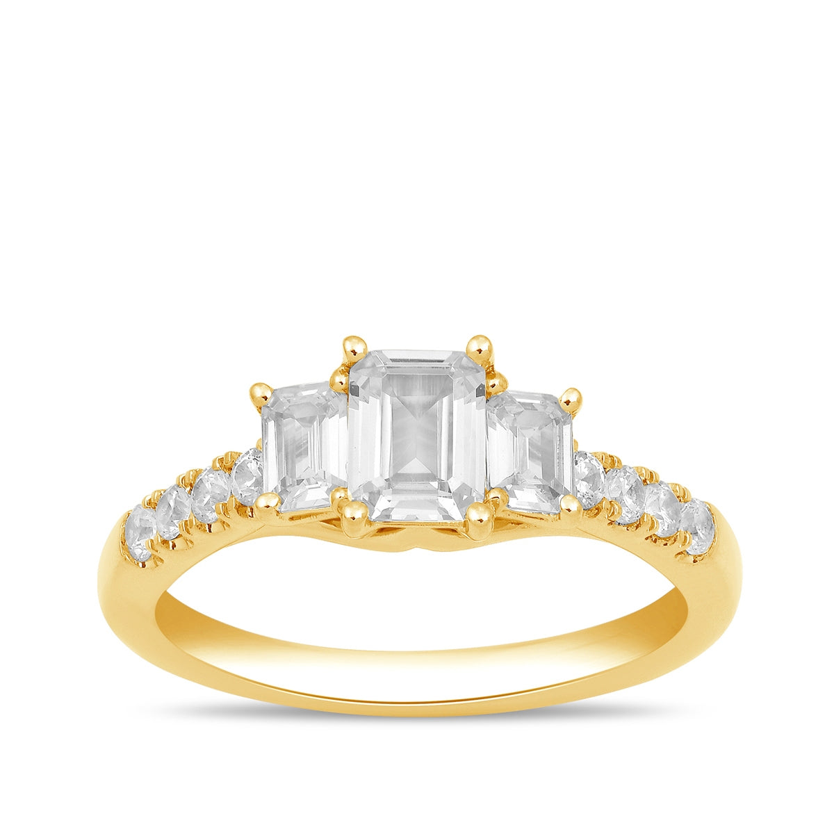 Adamante 1-1/2 ct. tw. Lab-Grown Emerald Cut Diamond Trio Engagement Ring in 14K Yellow Gold