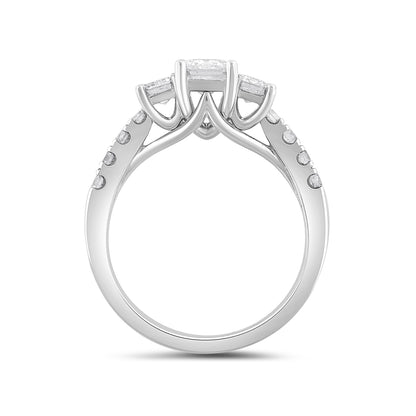 Adamante 2 ct. tw. Lab-Grown Emerald Cut Diamond Trio Engagement Ring in 14K White Gold side profile