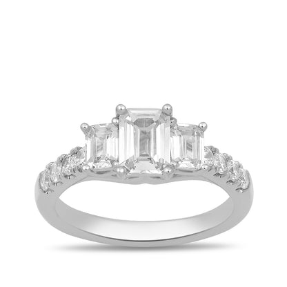 Adamante 2 ct. tw. Lab-Grown Emerald Cut Diamond Trio Engagement Ring in 14K White Gold