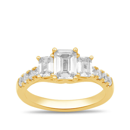 Adamante 2 ct. tw. Lab-Grown Emerald Cut Diamond Trio Engagement Ring in 14K Yellow Gold