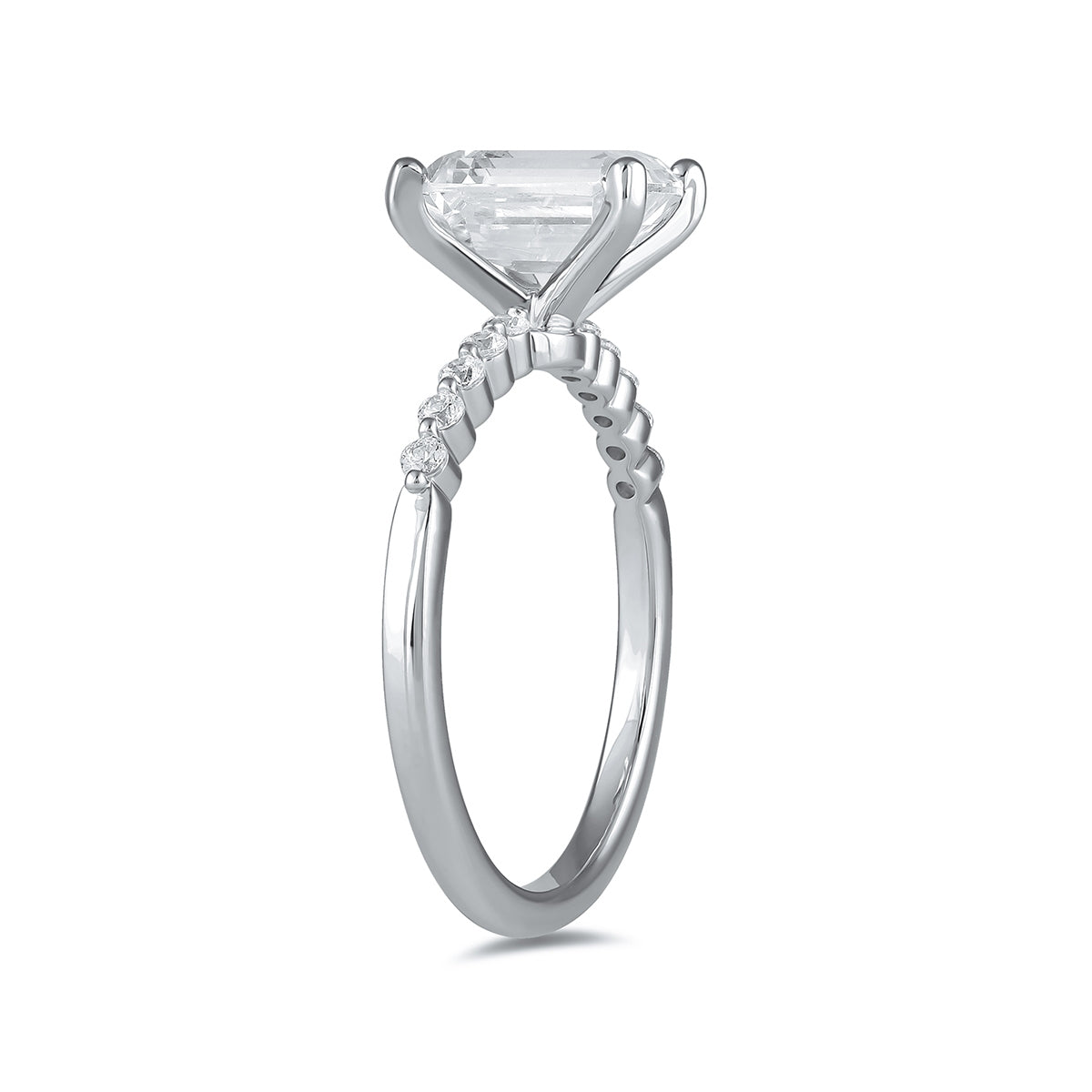 Adamante 3-1/6 ct. tw. Lab-Grown Emerald Cut Diamond Engagement Ring in 14K White Gold front view