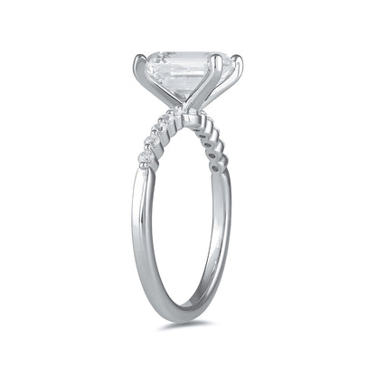Adamante 3-1/6 ct. tw. Lab-Grown Emerald Cut Diamond Engagement Ring in 14K White Gold front view