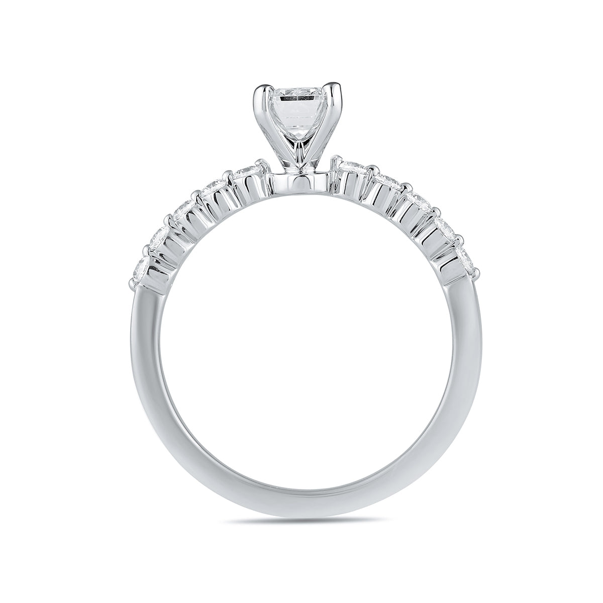 Adamante 3-1/6 ct. tw. Lab-Grown Emerald Cut Diamond Engagement Ring in 14K White Gold side profile