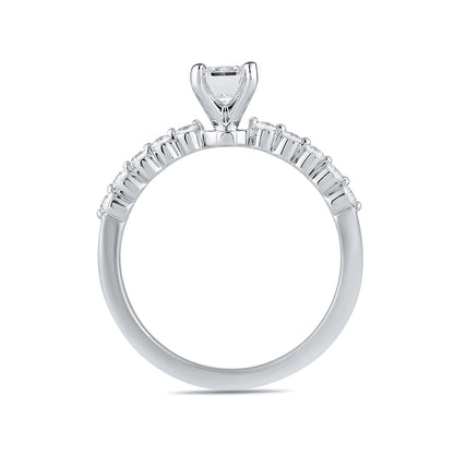 Adamante 3-1/6 ct. tw. Lab-Grown Emerald Cut Diamond Engagement Ring in 14K White Gold side profile