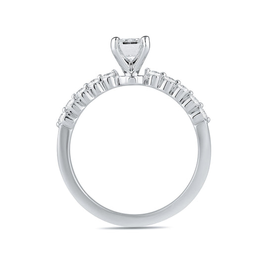 Adamante 3-1/6 ct. tw. Lab-Grown Emerald Cut Diamond Engagement Ring in 14K White Gold side profile