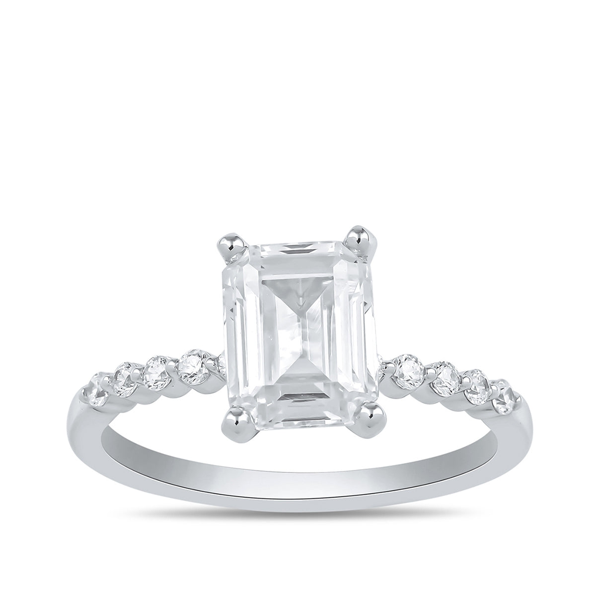Adamante 3-1/6 ct. tw. Lab-Grown Emerald Cut Diamond Engagement Ring in 14K White Gold