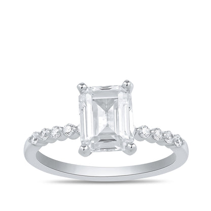Adamante 3-1/6 ct. tw. Lab-Grown Emerald Cut Diamond Engagement Ring in 14K White Gold