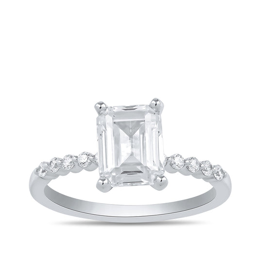 Adamante 3-1/6 ct. tw. Lab-Grown Emerald Cut Diamond Engagement Ring in 14K White Gold