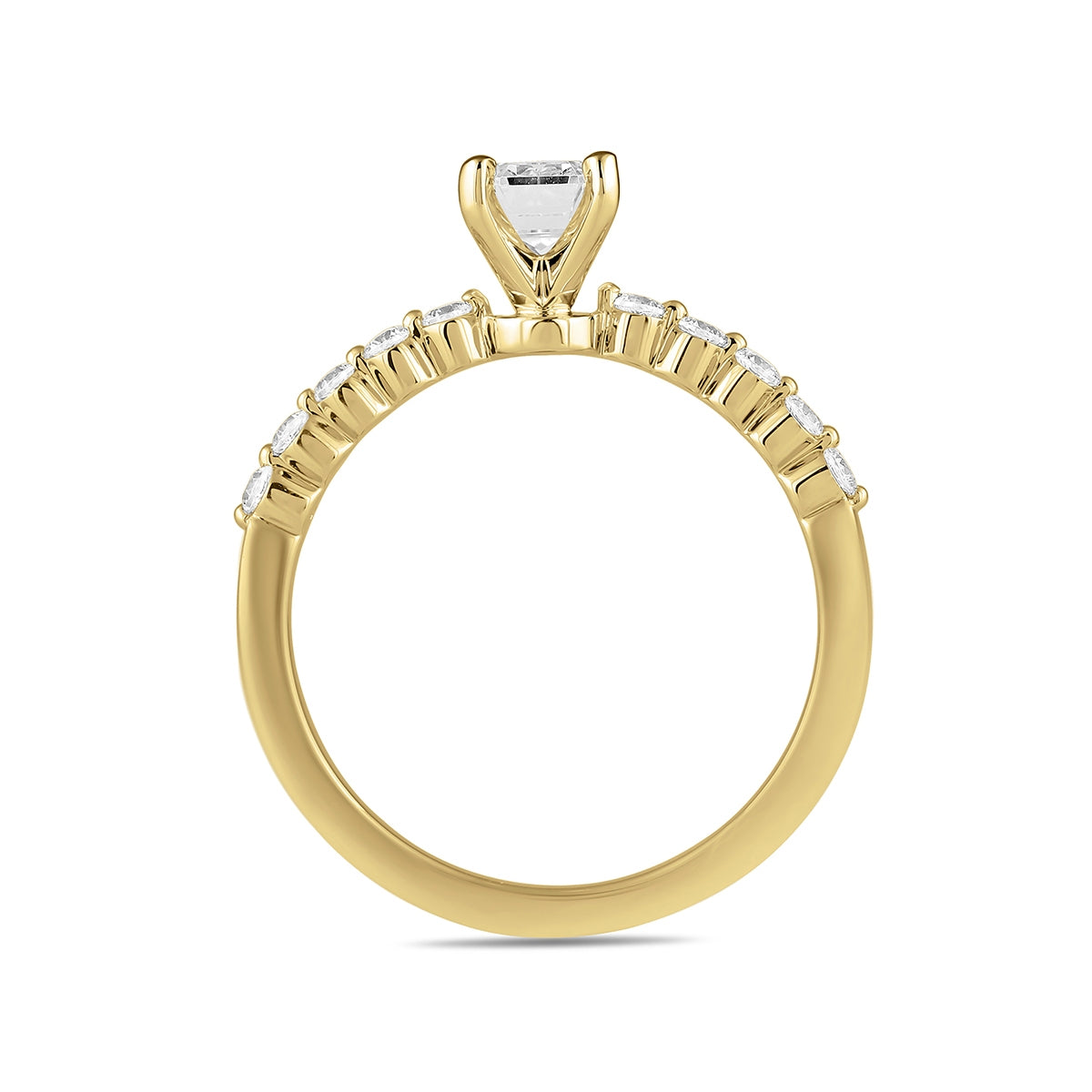 Adamante 3-1/6 ct. tw. Lab-Grown Emerald Cut Diamond Engagement Ring in 14K Yellow Gold side profile