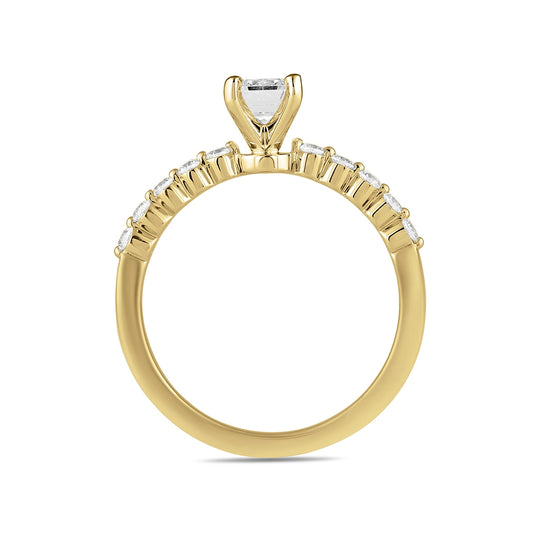 Adamante 3-1/6 ct. tw. Lab-Grown Emerald Cut Diamond Engagement Ring in 14K Yellow Gold side profile
