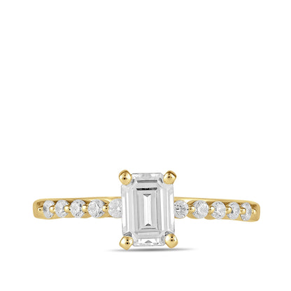 Adamante 3-1/6 ct. tw. Lab-Grown Emerald Cut Diamond Engagement Ring in 14K Yellow Gold close-up detail