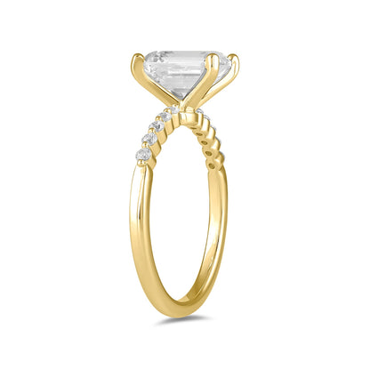 Adamante 3-1/6 ct. tw. Lab-Grown Emerald Cut Diamond Engagement Ring in 14K Yellow Gold front view