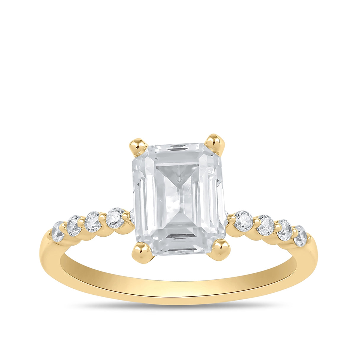 Adamante 3-1/6 ct. tw. Lab-Grown Emerald Cut Diamond Engagement Ring in 14K Yellow Gold