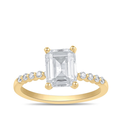 Adamante 3-1/6 ct. tw. Lab-Grown Emerald Cut Diamond Engagement Ring in 14K Yellow Gold